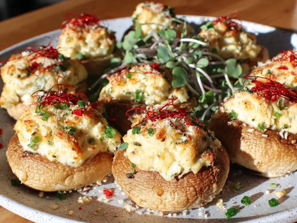 crabmeat stuffed mushrooms - featured image