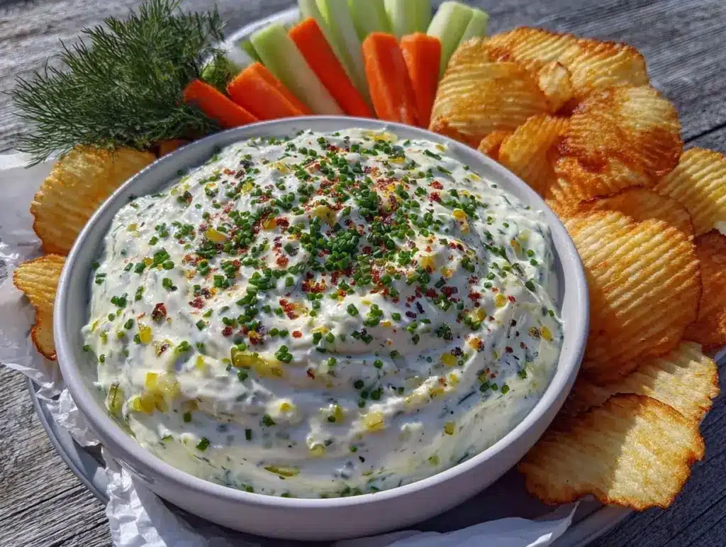 creamy dill pickle dip - featured image