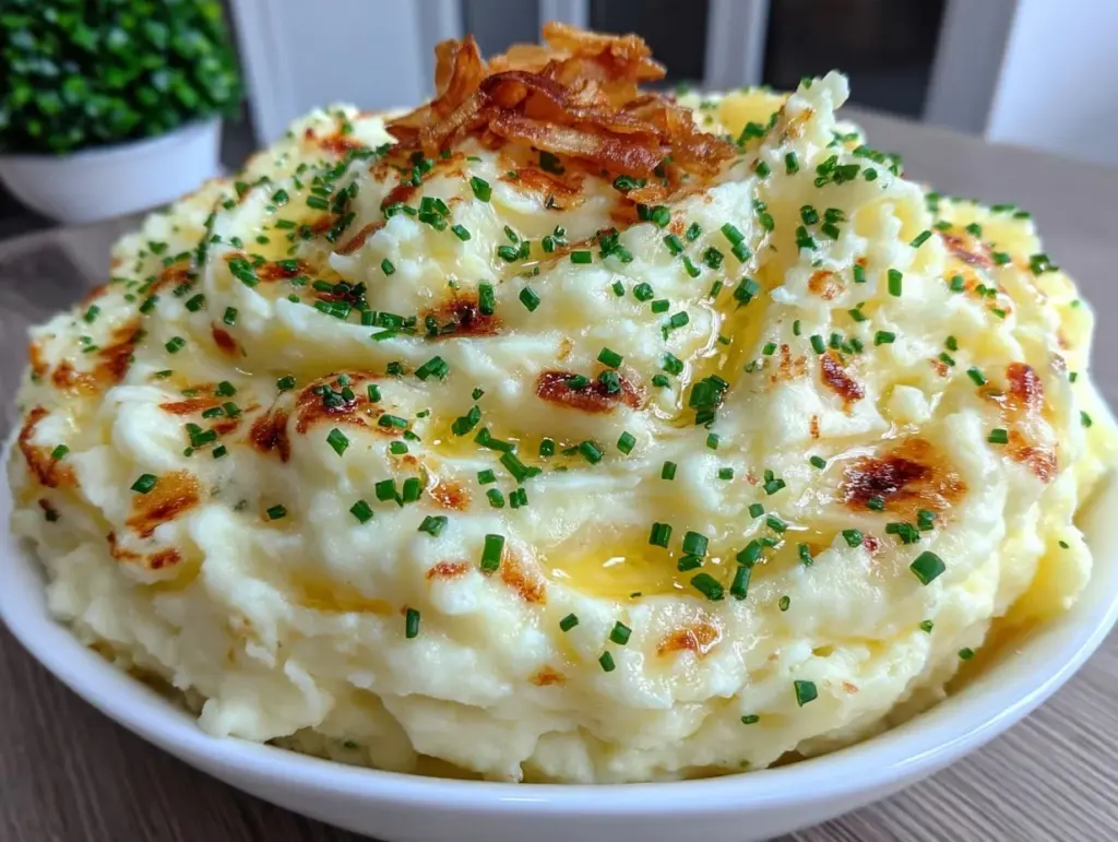 creamy garlic mashed potatoes - featured image