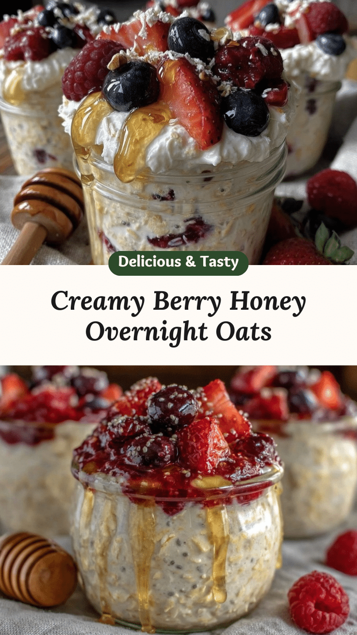 creamy overnight oats with berries and honey recipe