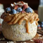creamy peanut butter overnight oats - featured image