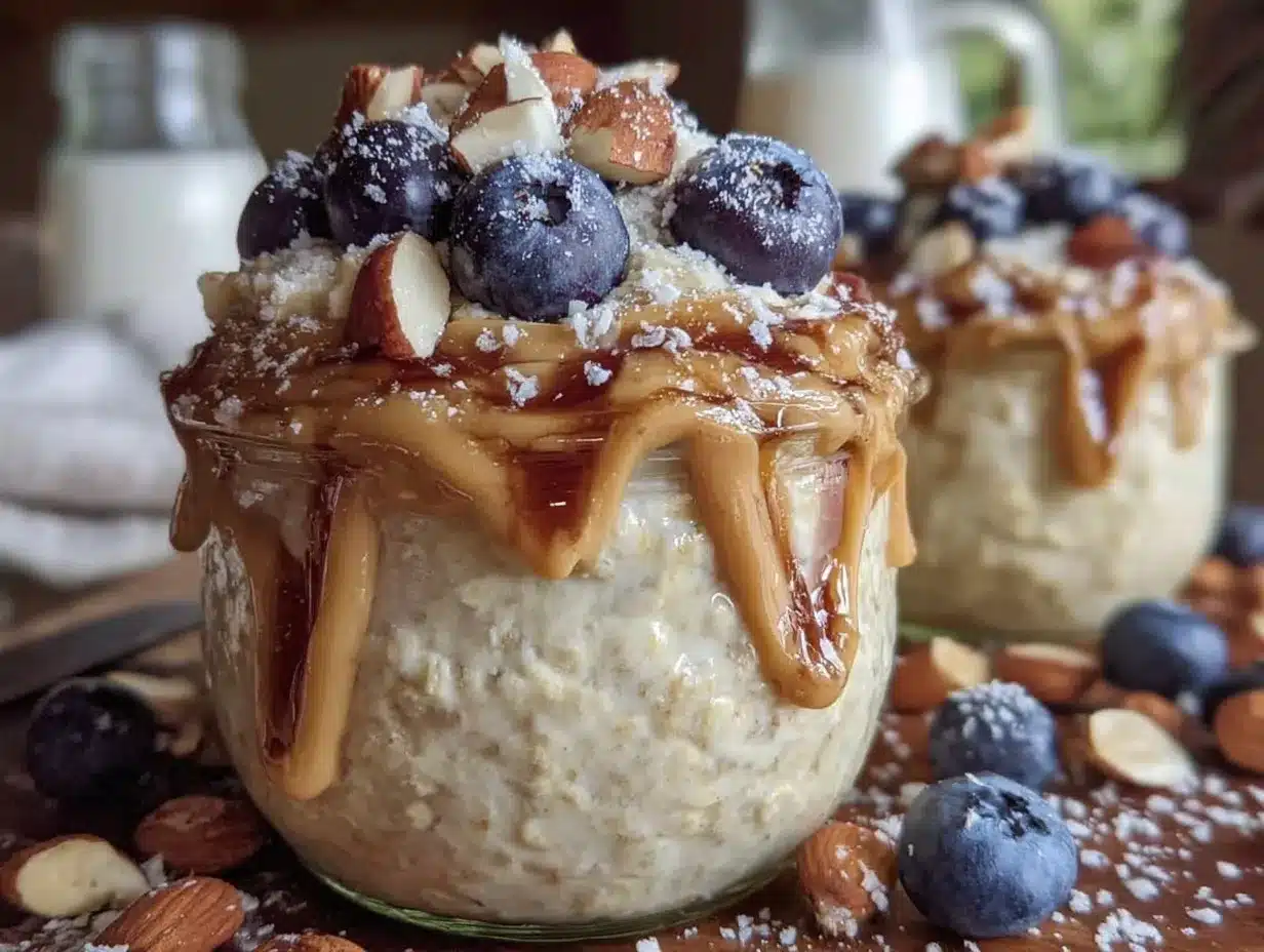 creamy peanut butter overnight oats preparation steps