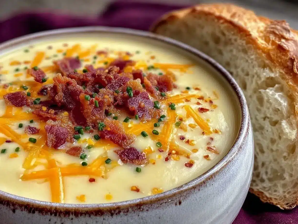 creamy potato soup with bacon bits preparation steps