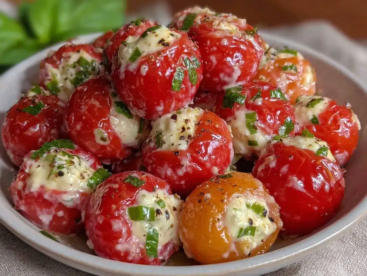 creamy stuffed cherry tomatoes preparation steps