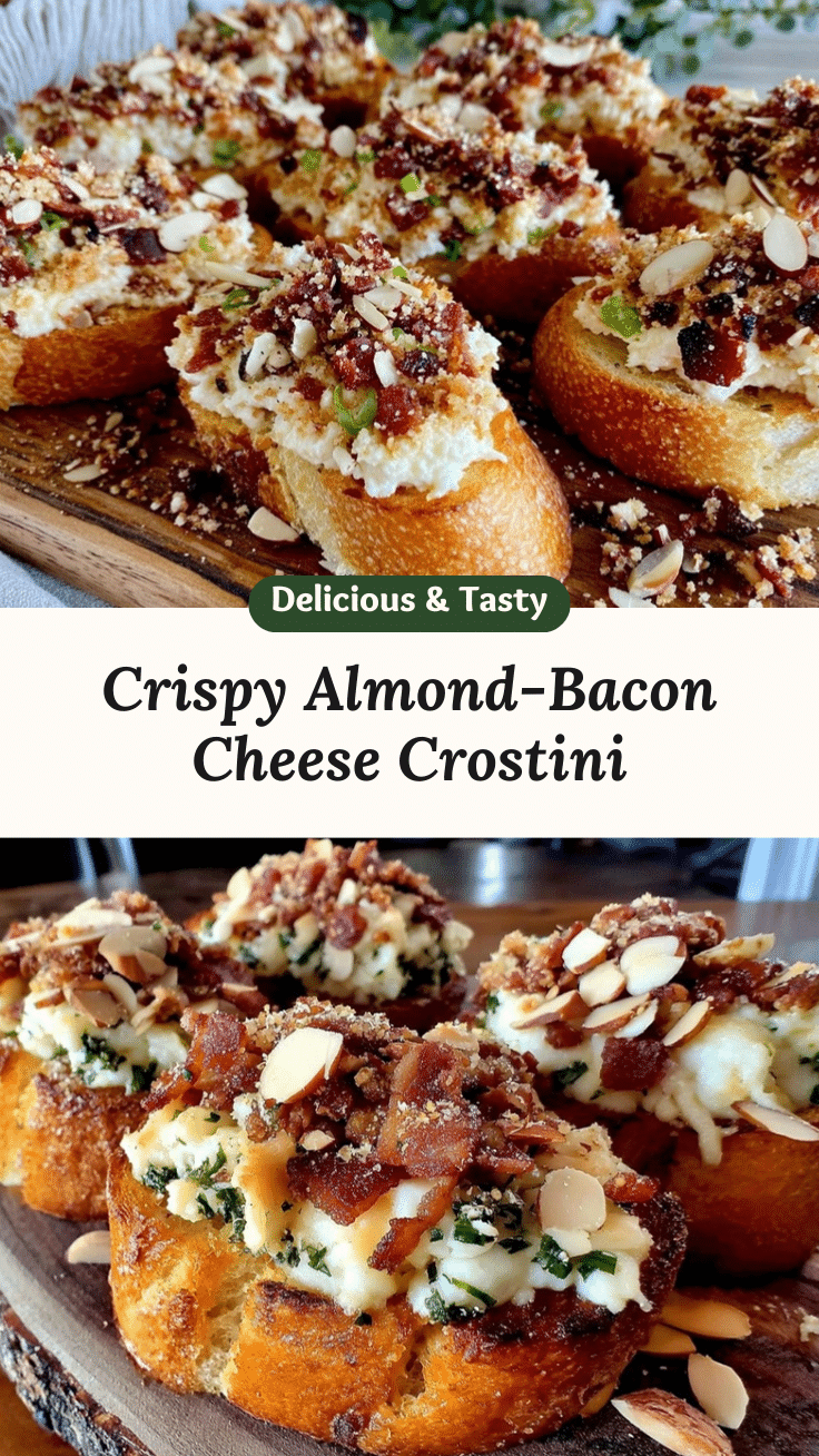 crispy almond-bacon cheese crostini recipe