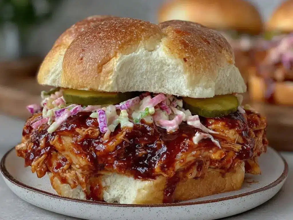 Crockpot BBQ Pulled Chicken Sandwiches - featured image
