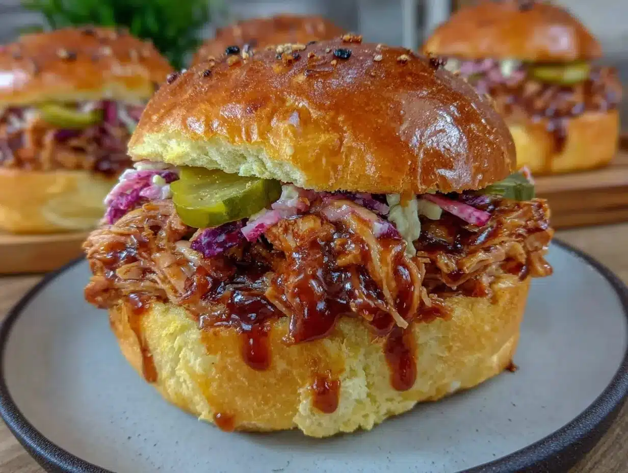 Crockpot BBQ Pulled Chicken Sandwiches preparation steps