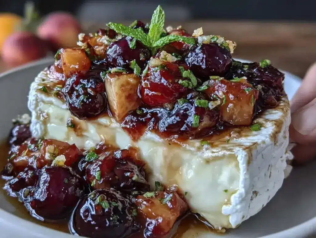 fruit compote with brie - featured image