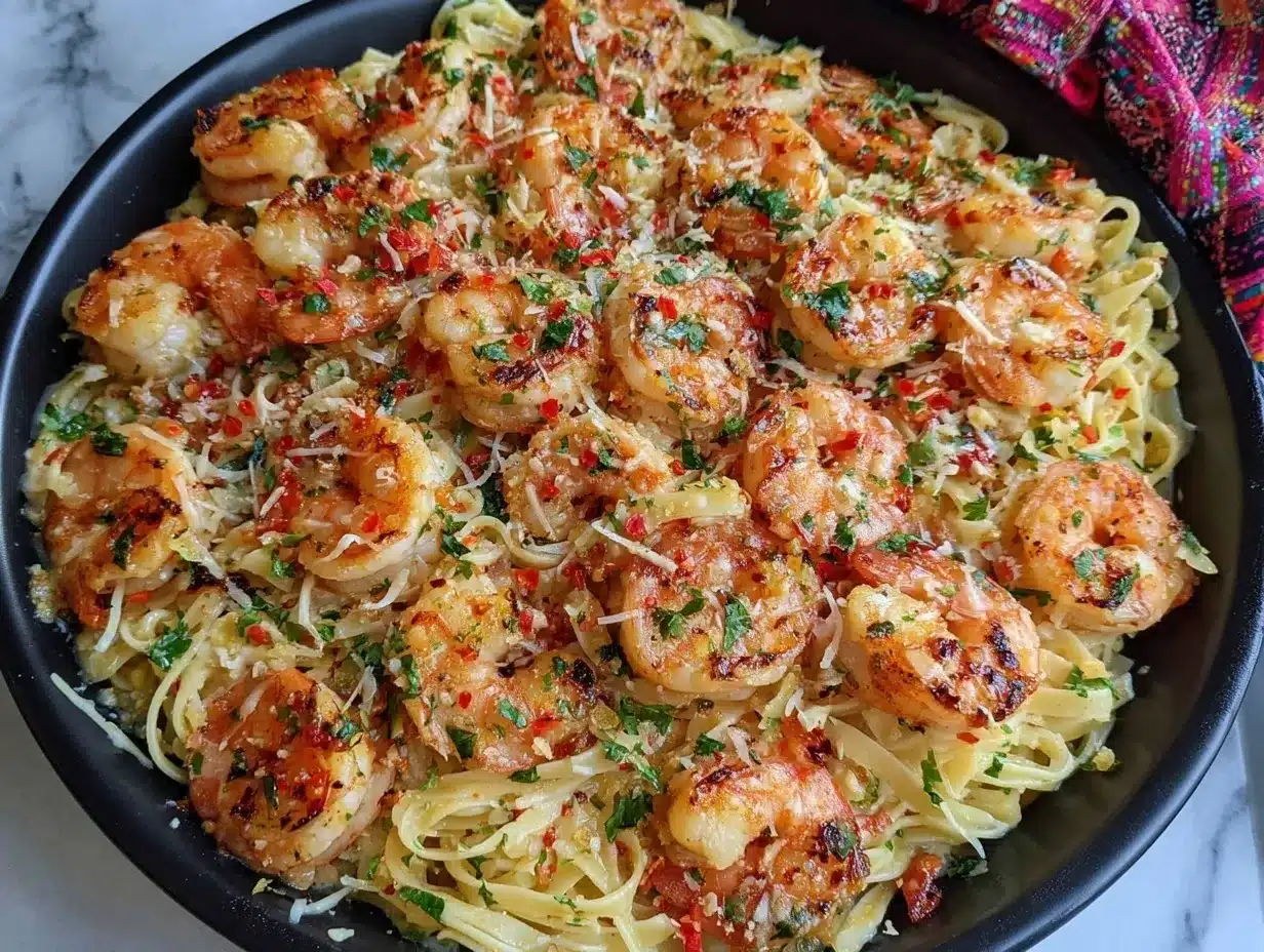 garlic butter shrimp pasta preparation steps