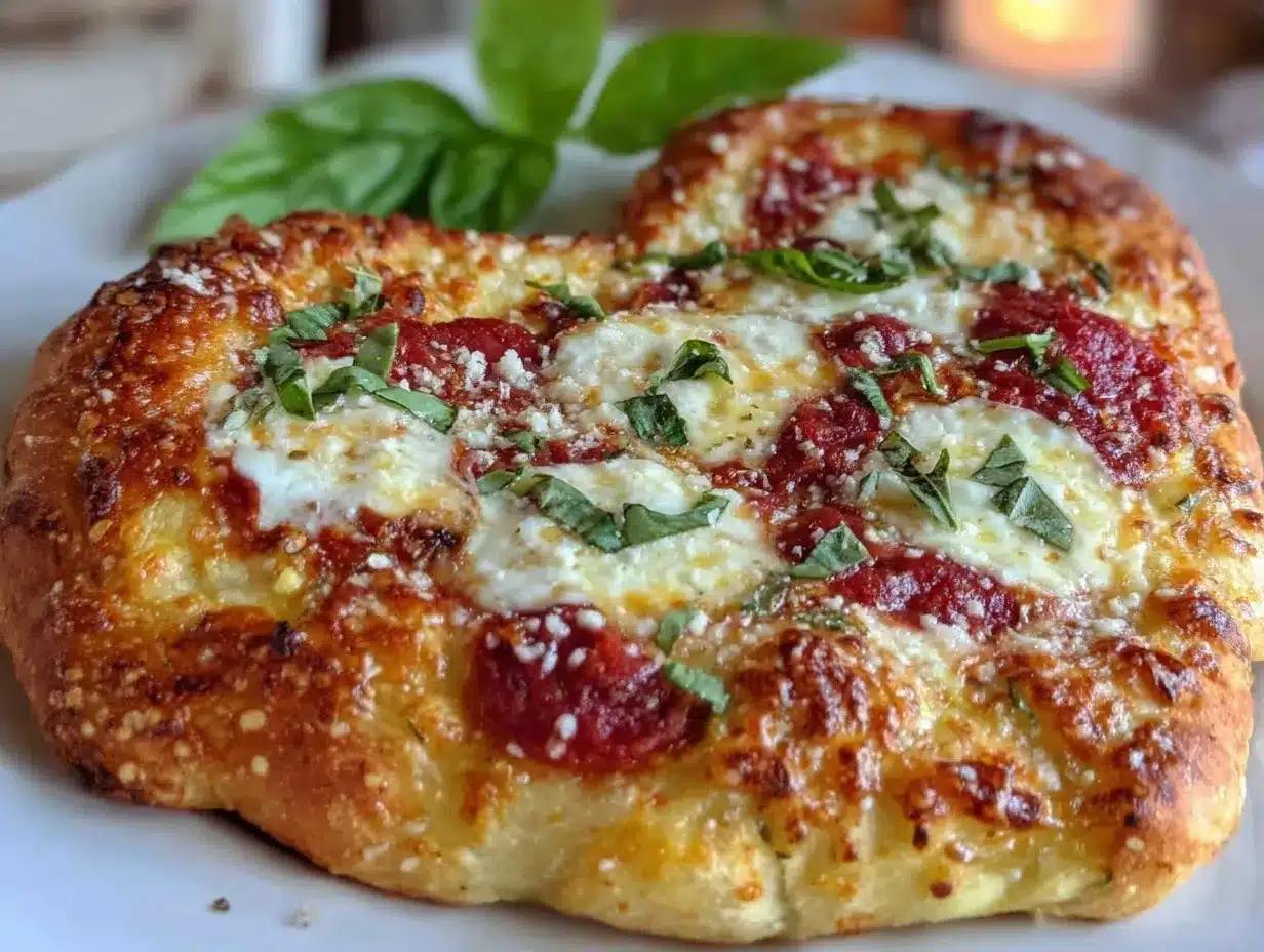 heart-shaped pizza Margherita preparation steps