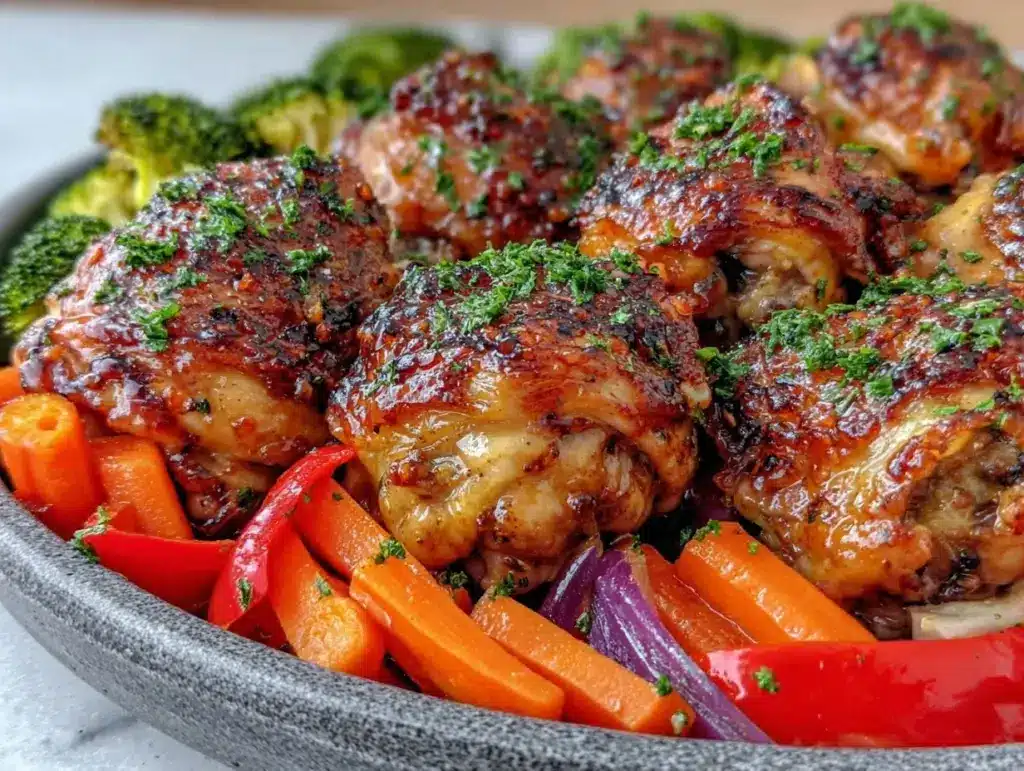 honey garlic chicken and vegetables - featured image