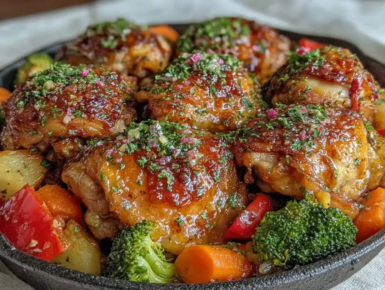 honey garlic chicken and vegetables preparation steps