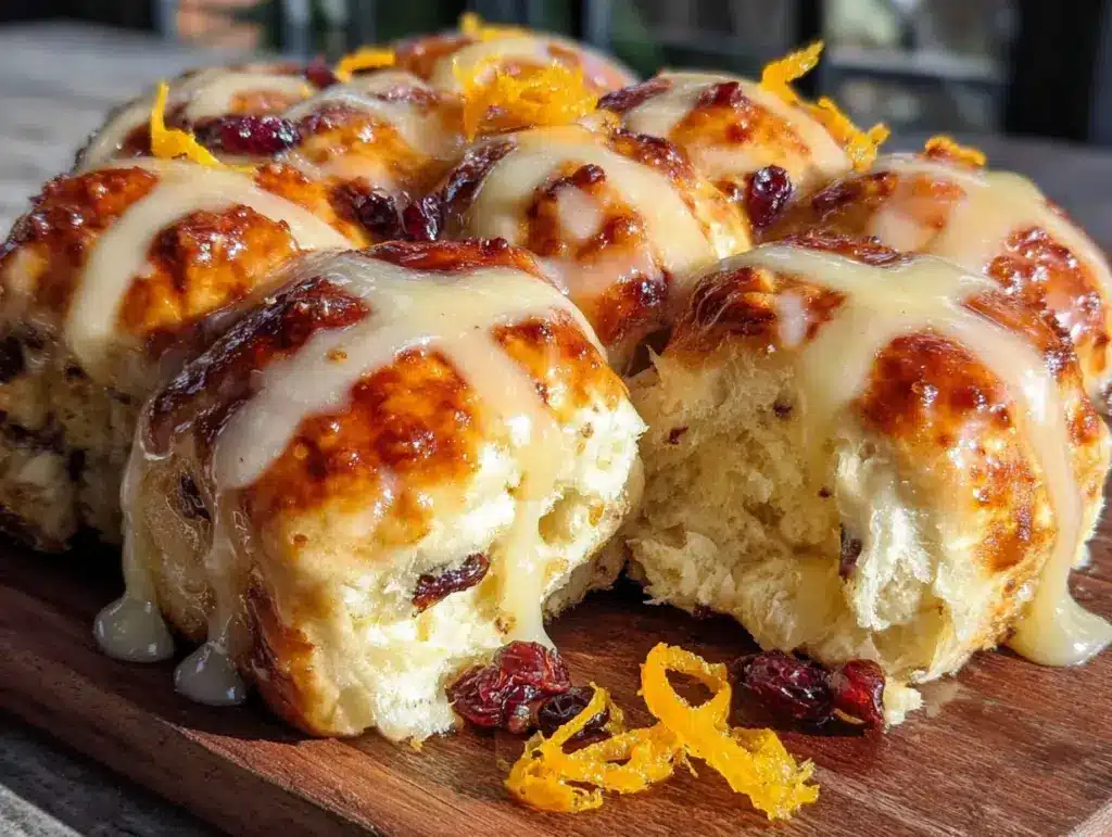 hot cross buns with orange glaze - featured image