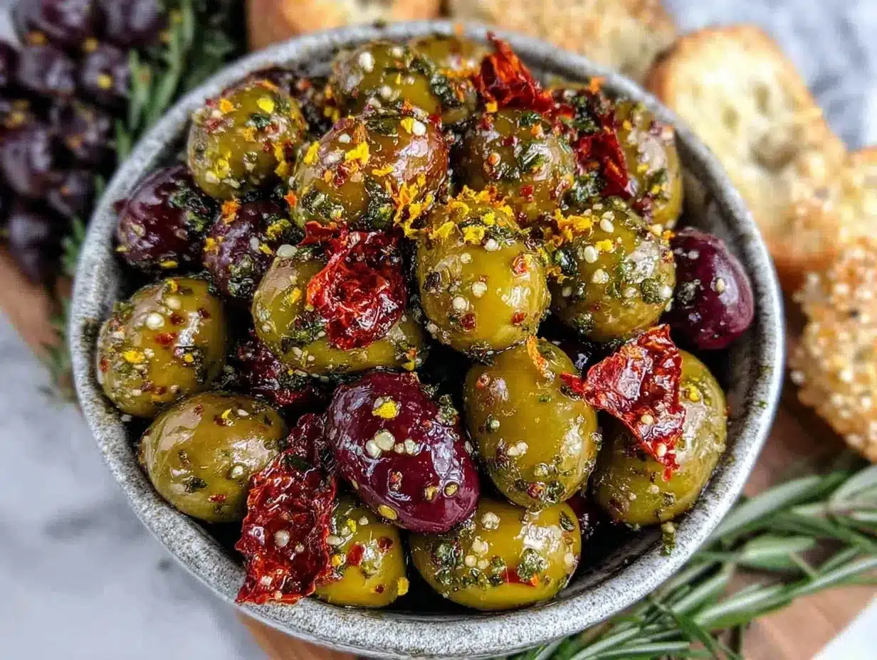 Italian marinated olives preparation steps