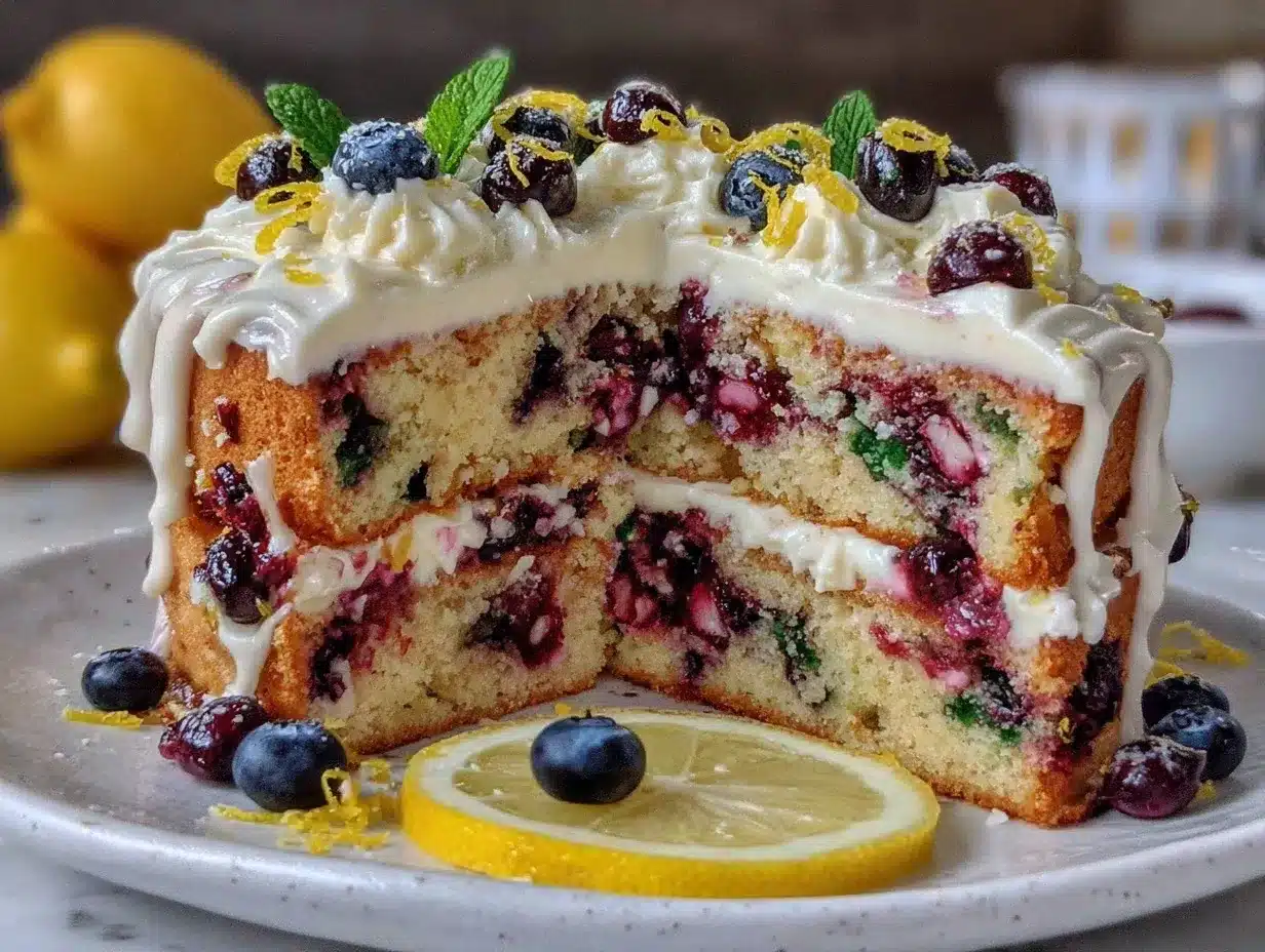 lemon blueberry layer cake preparation steps