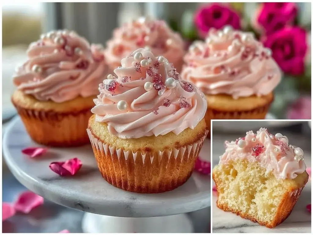 pink champagne cupcakes - featured image