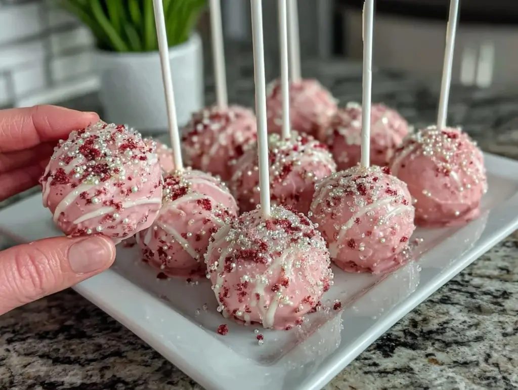 pink velvet cake pops - featured image