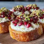 pomegranate pistachio crostini - featured image