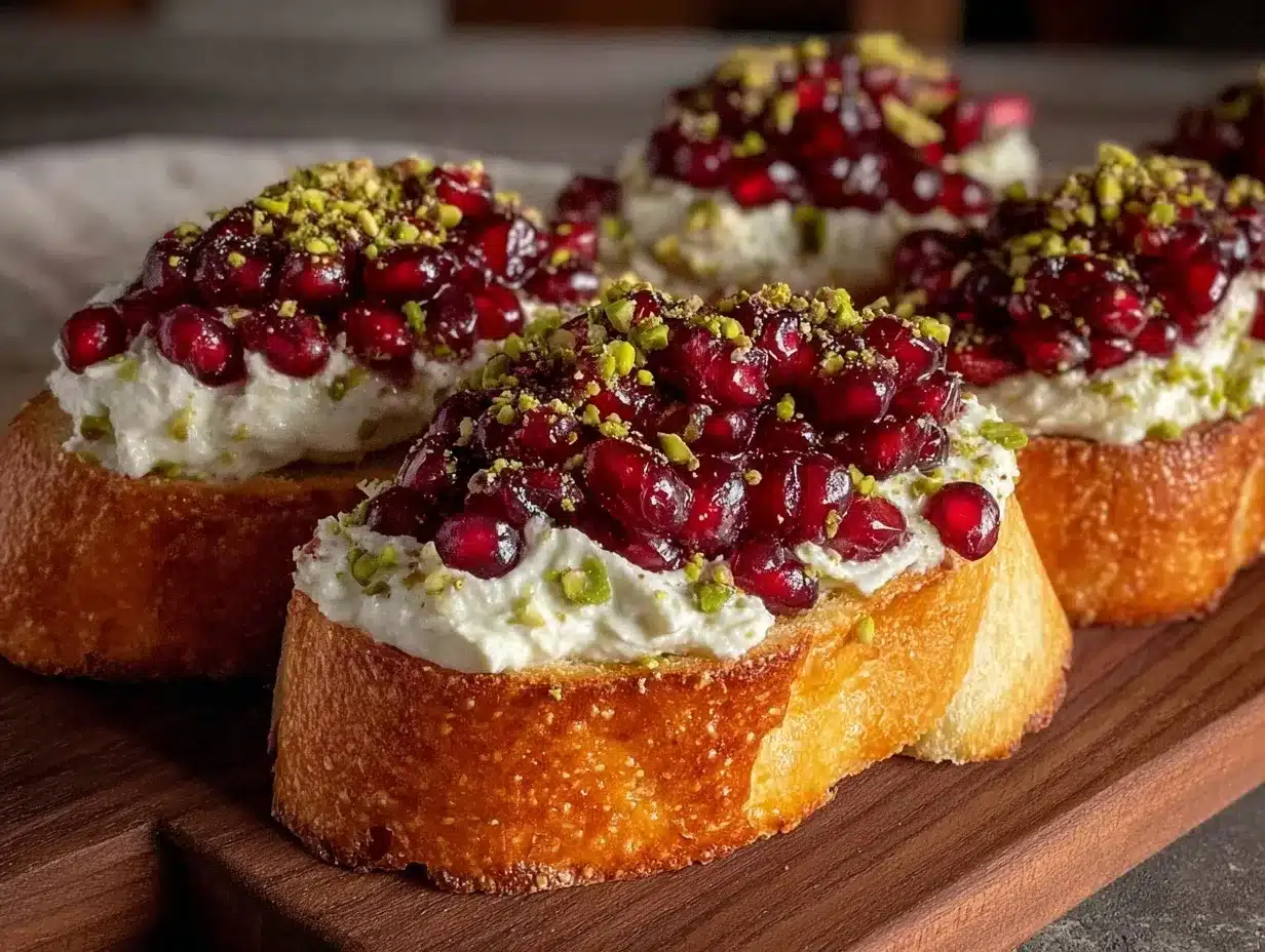 pomegranate pistachio crostini preparation steps