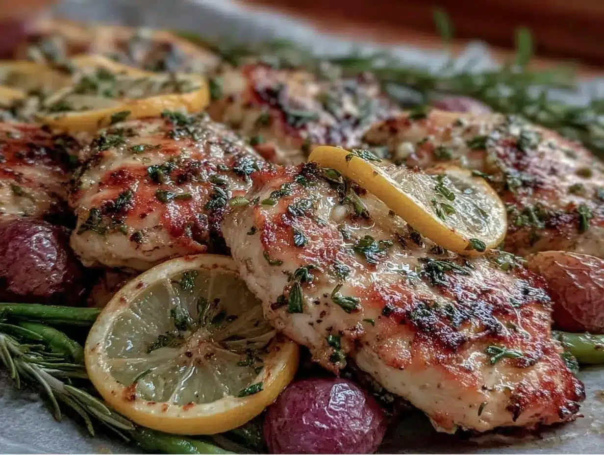 sheet pan lemon herb chicken preparation steps