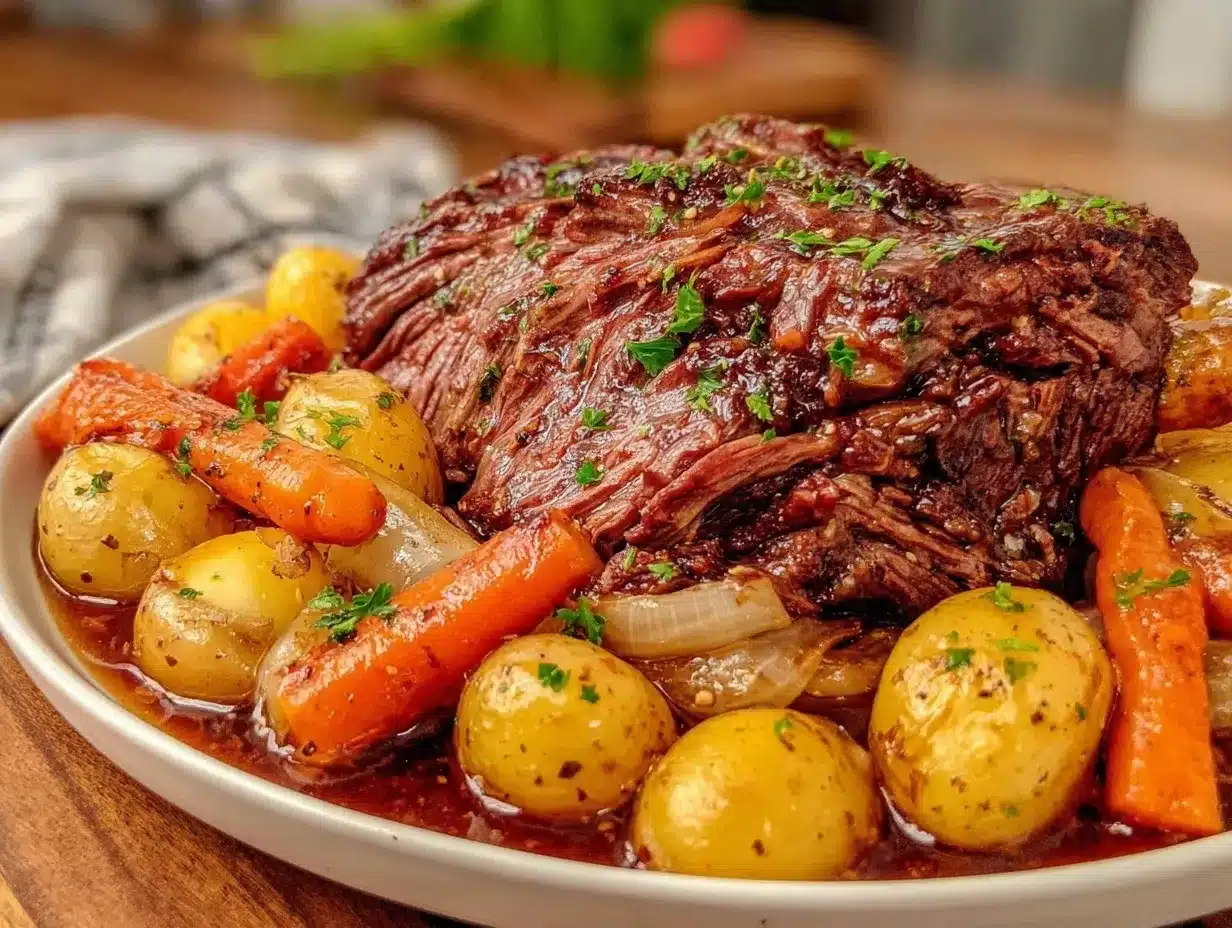 slow cooker pot roast with vegetables preparation steps