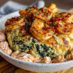spinach artichoke shrimp scampi bowl - featured image