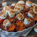sweet potatoes with marshmallows and pecans - featured image