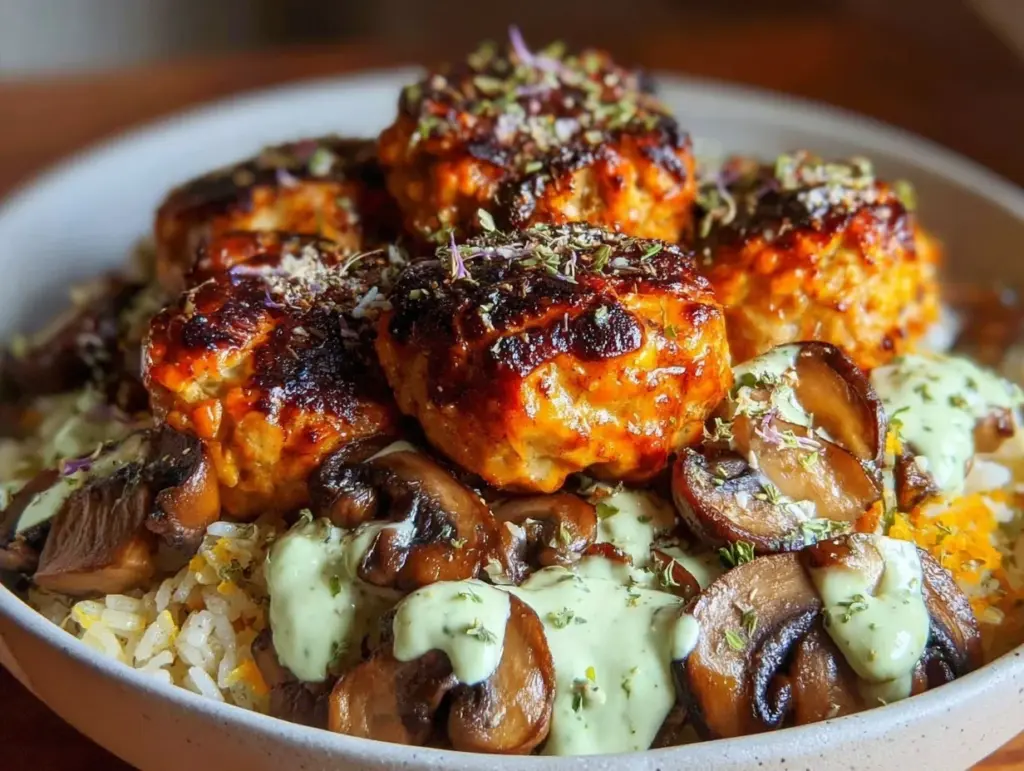 turkey meatballs dinner bowl - featured image