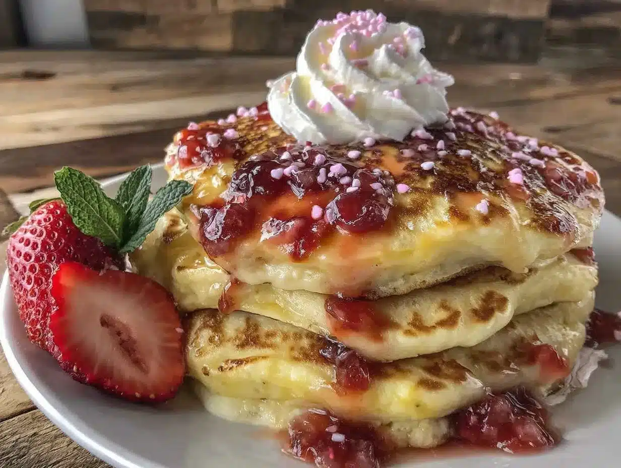 Valentine’s breakfast pancakes preparation steps