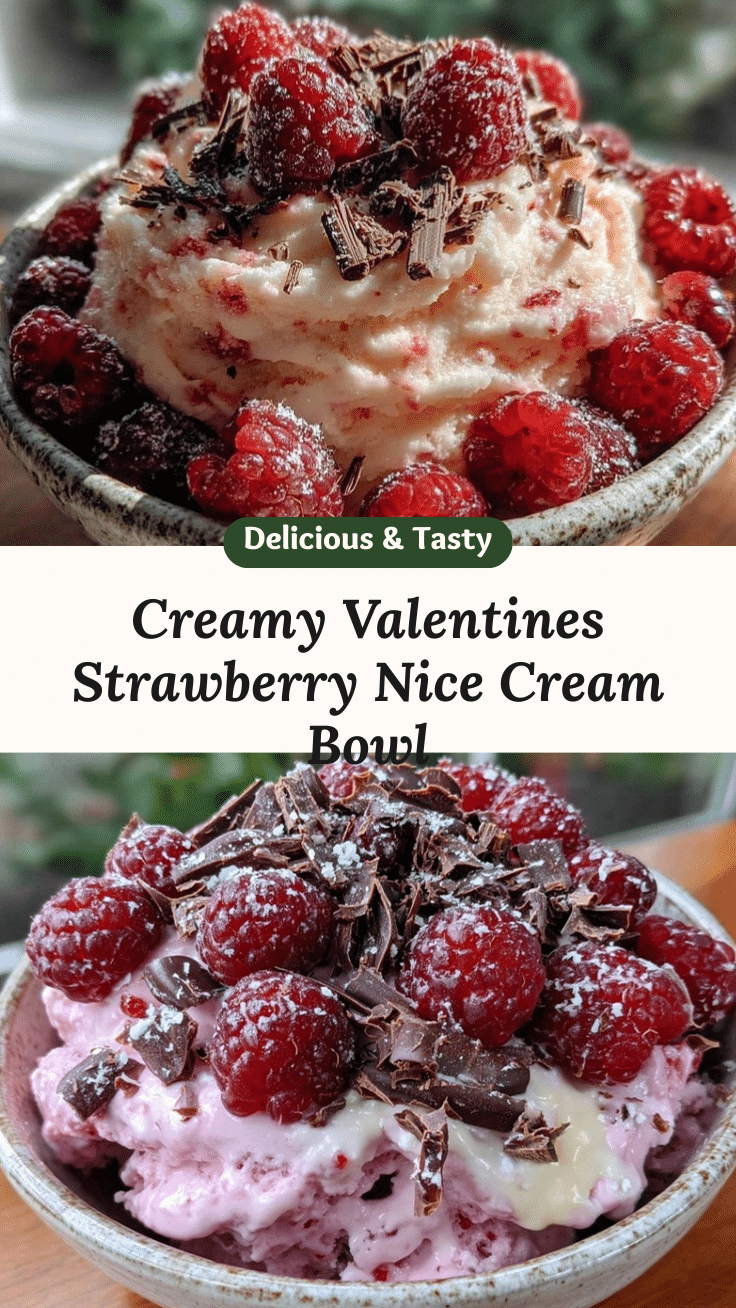 Valentines strawberry nice cream bowl recipe