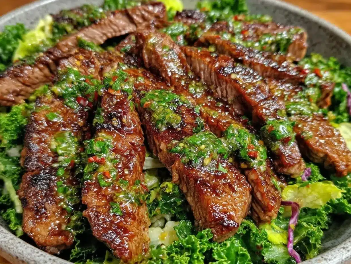 zesty steak dinner bowl with chimichurri preparation steps