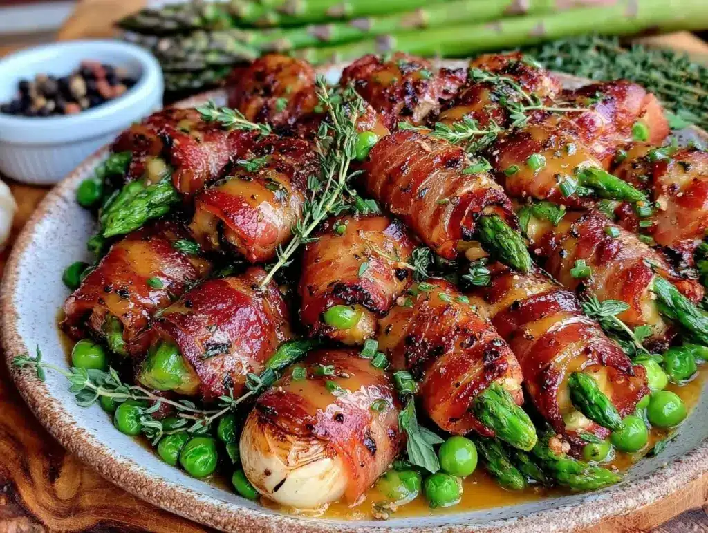 bacon-wrapped asparagus pea salad - featured image