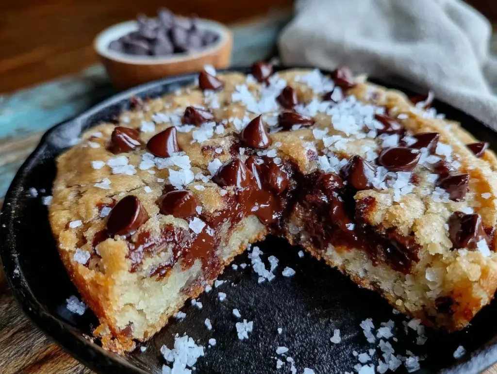 brown butter chocolate chip skillet cookie - featured image