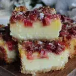 buttery rhubarb custard bars - featured image