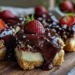 chocolate-covered strawberry cheesecake bars - featured image