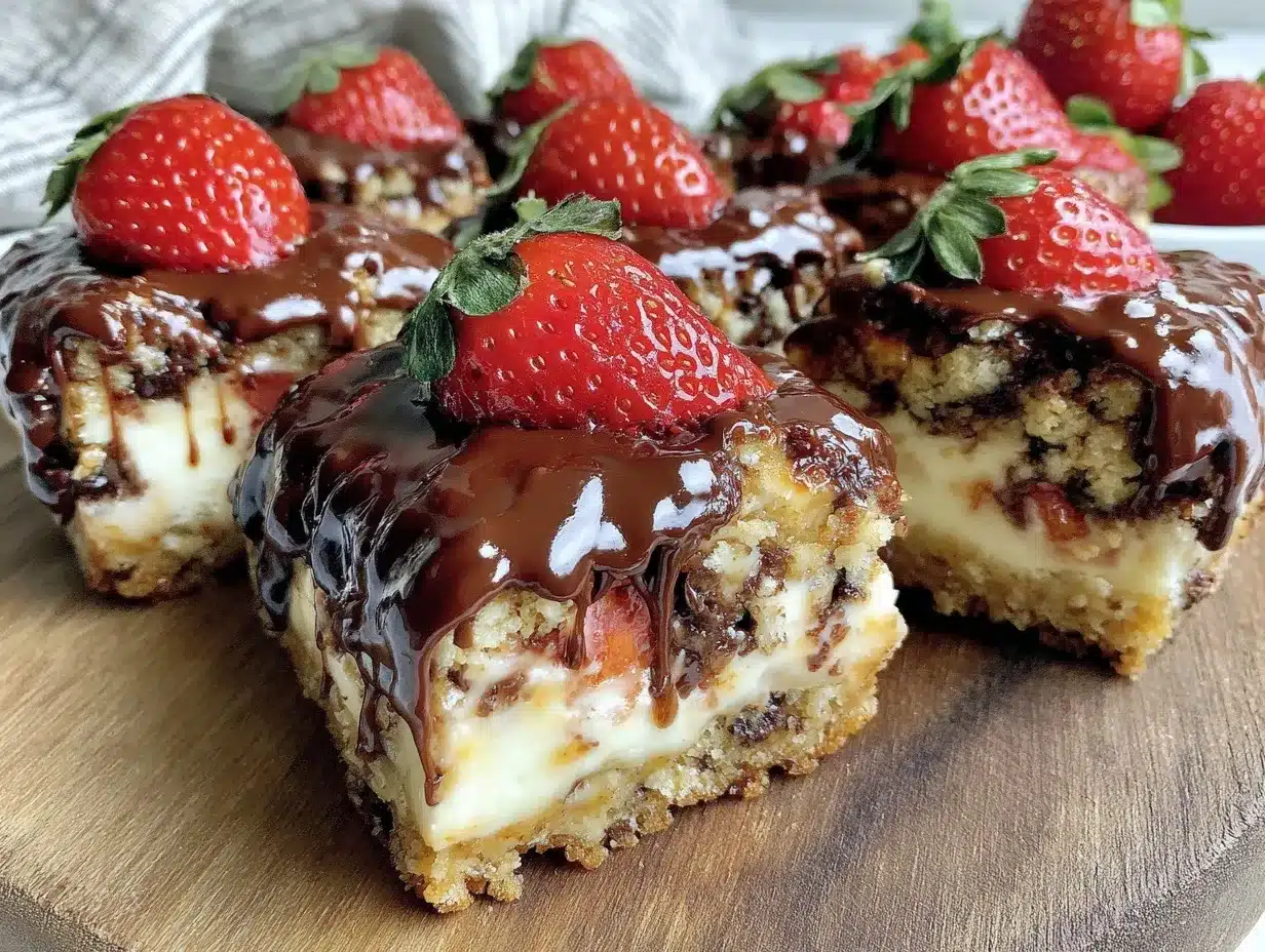 chocolate-covered strawberry cheesecake bars preparation steps