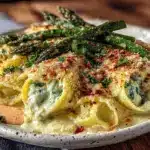 cream cheese-stuffed lemon asparagus pasta - featured image