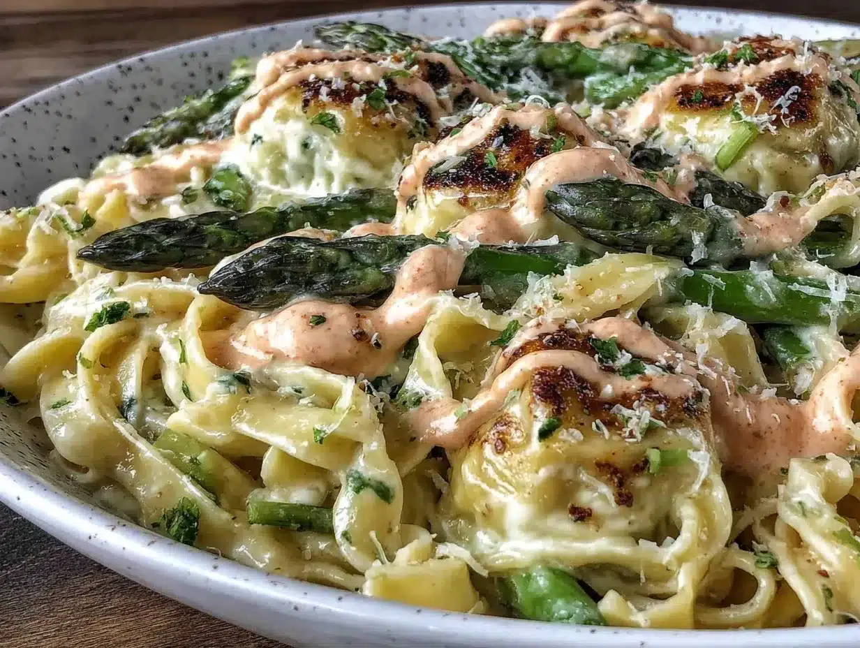 cream cheese-stuffed lemon asparagus pasta preparation steps