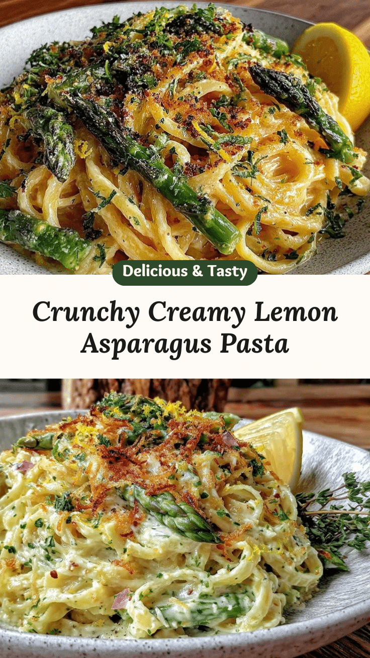 creamy crunchy lemon asparagus pasta recipe