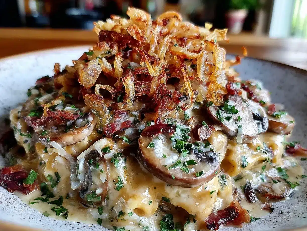 creamy crunchy mushroom stroganoff preparation steps