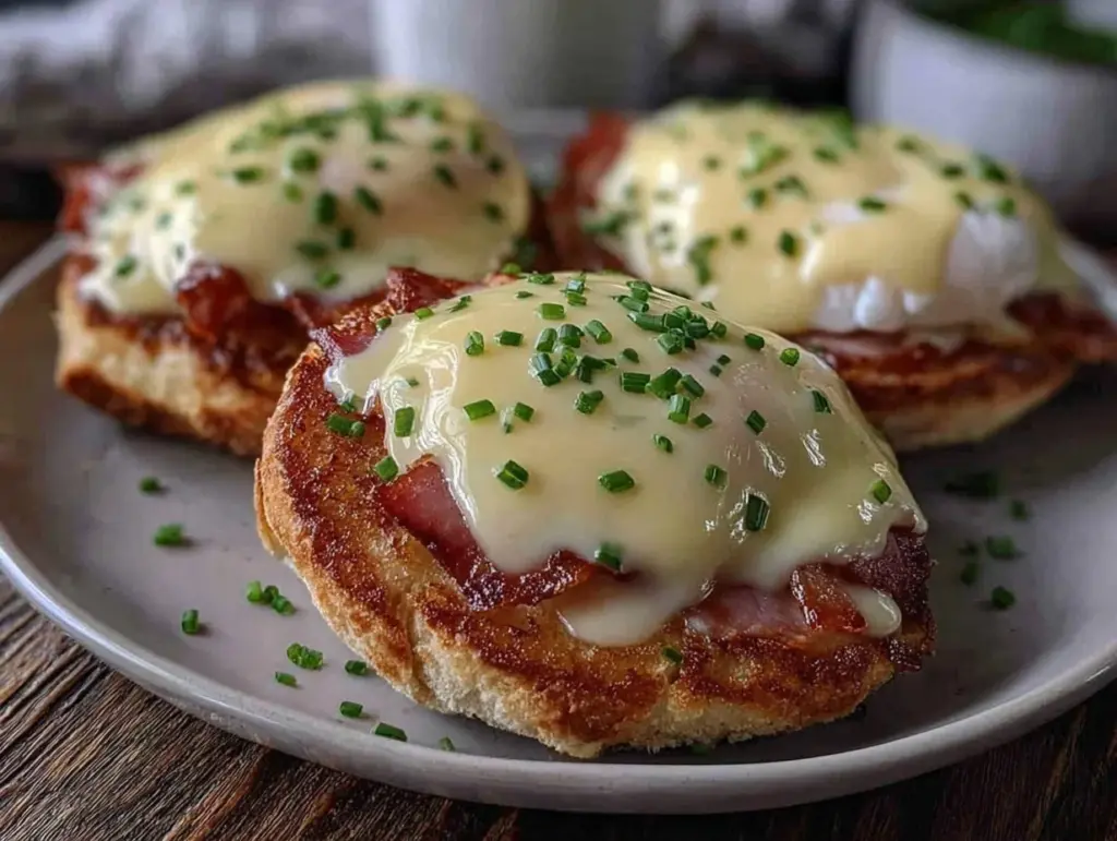 creamy eggs benedict - featured image