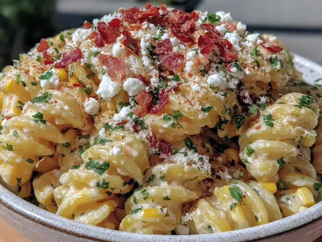 creamy elote pasta salad - featured image