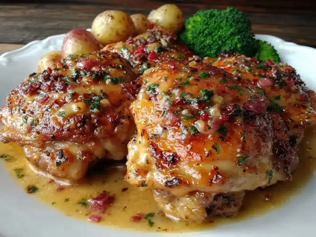 creamy garlic parmesan chicken thighs - featured image