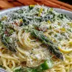 creamy lemon asparagus pasta - featured image