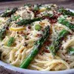 creamy lemon asparagus pasta - featured image