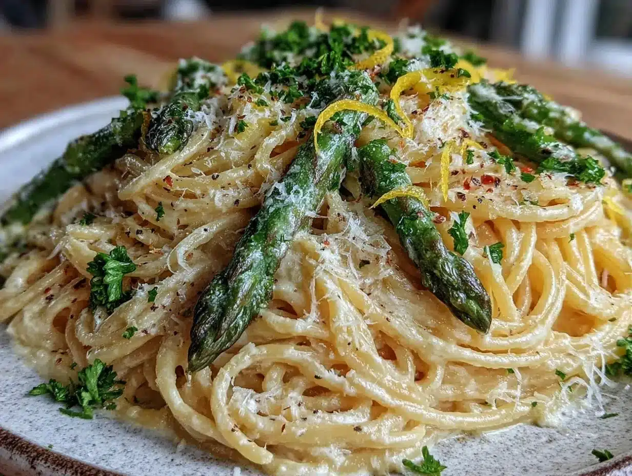 creamy lemon asparagus pasta preparation steps