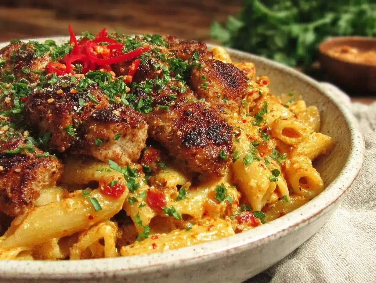 creamy one-pot Cajun chicken pasta preparation steps