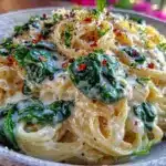 creamy one-pot garlic spinach pasta - featured image