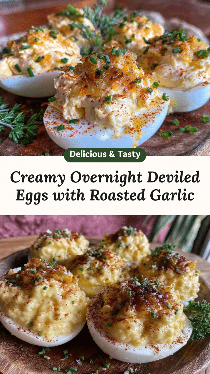 creamy overnight deviled eggs with roasted garlic recipe