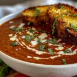 creamy roasted tomato basil soup - featured image